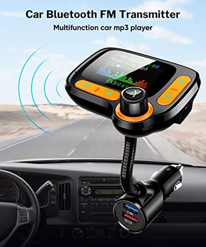 XWY 1.77-İnç Araba Fm Verici Bluetooth, 5.0 MP3 Çalar Handsfree Araç Kiti Çift USB QC 3.0 Hızlı Şarj için Uygun TF Kart / U Disk,